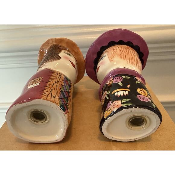 Ganz Pati’s People Hand Painted Ceramic Lady Salt Pepper Shakers Whimsical - Picture 7 of 7